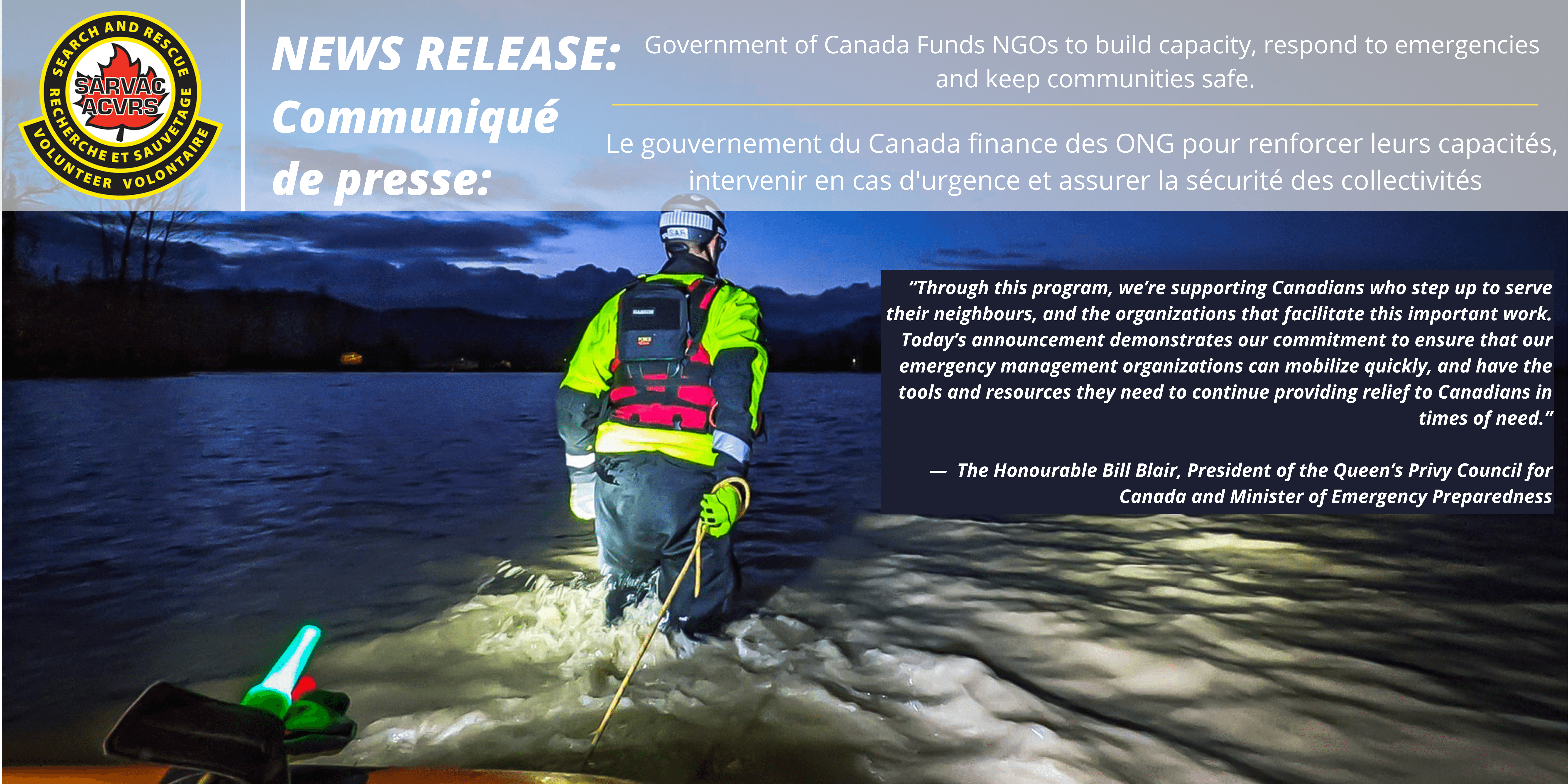 FUNDING ANNOUNCEMENT: Canadian Non-Governmental Organizations Assisting with Emergency Management and Responses